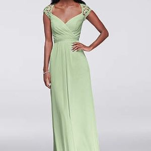 David's Bridal Meadow Green Bridesmaid Dress